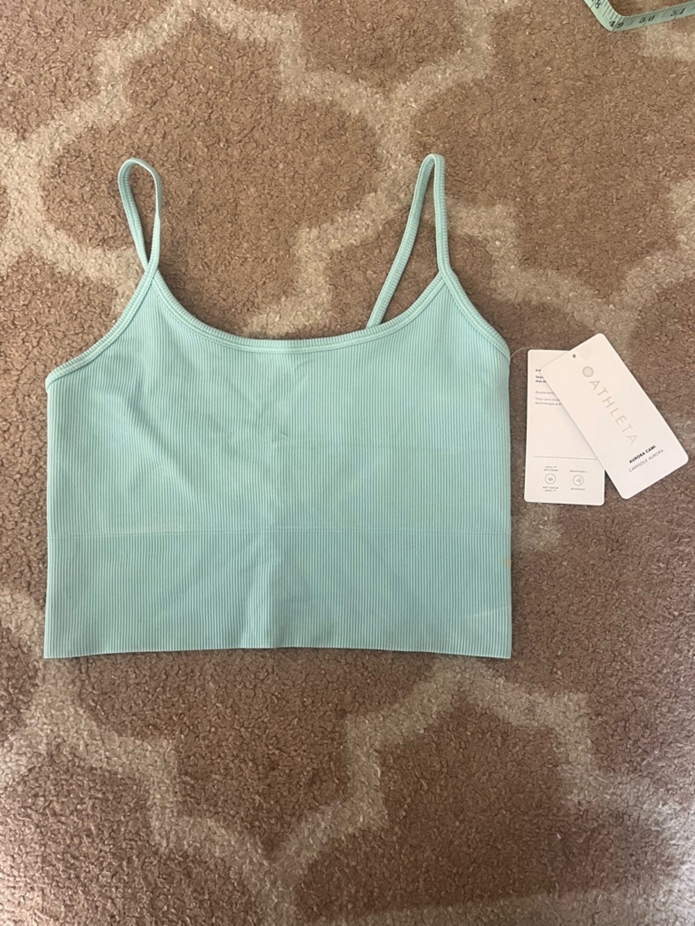 Athleta Mint Ribbed Aurora Crop Cami